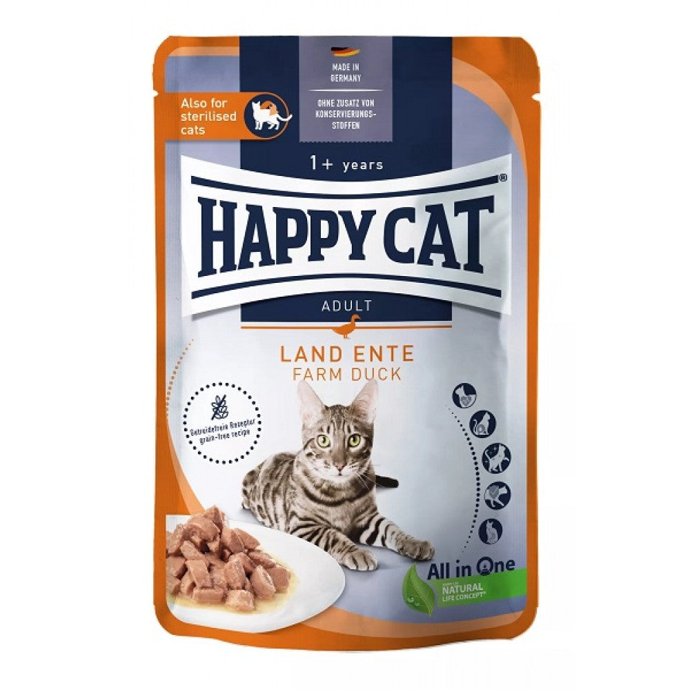 HAPPY CAT Wet Cat Food Sterilised With Duck 85g.