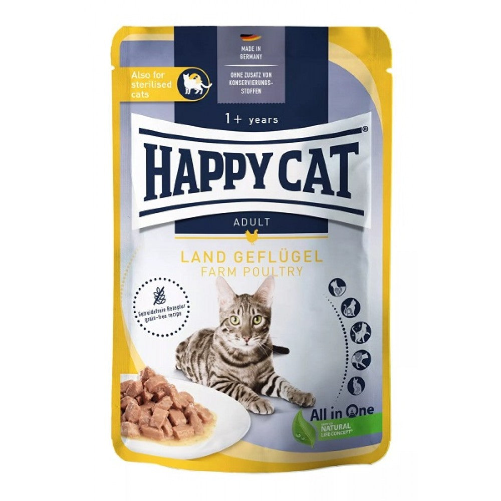 HAPPY CAT Wet Cat Food Sterilised With Poultry 85g.