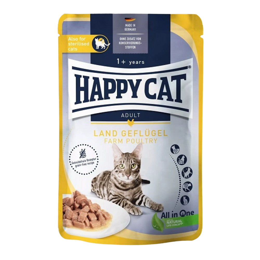 HAPPY CAT Wet Cat Food Sterilised With Poultry 85g.