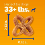Dog treat with dimensions on an orange background