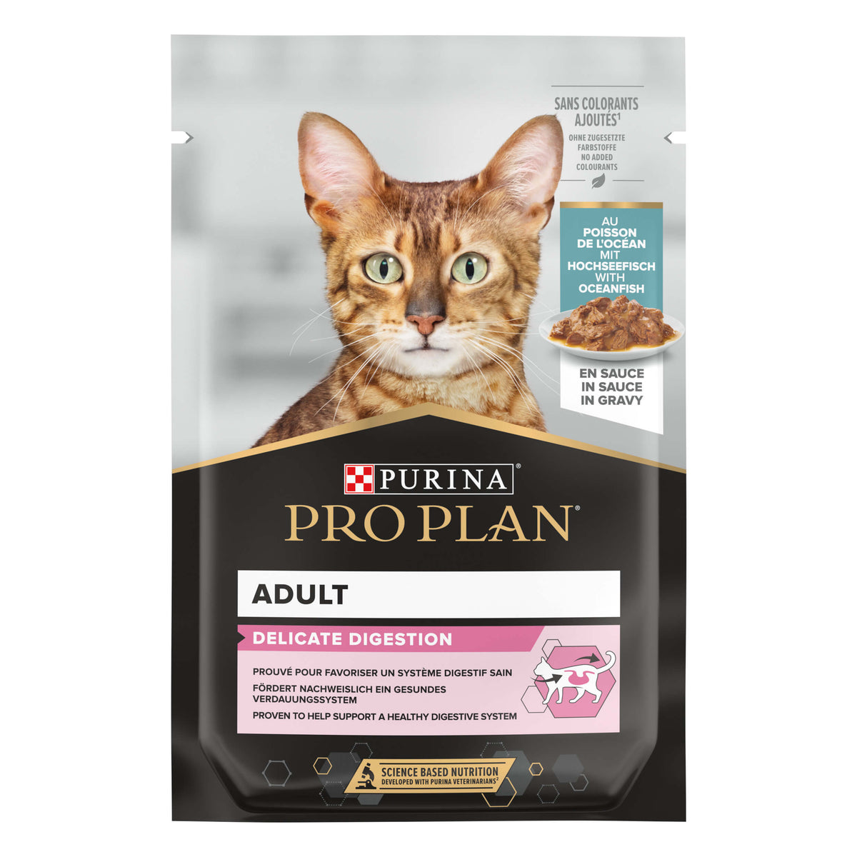 Pro Plan Nutrisavour Wet Food for Sensitive Cats with Ocean Fish in Gravy 85g.