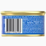 Can of cat food with label and barcode on a white background