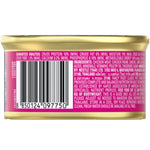 Back of a canned food package with a barcode and text on a white background