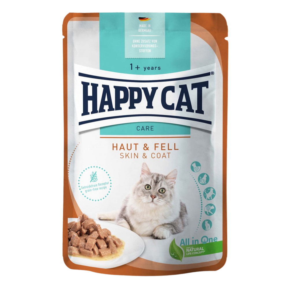 HAPPY CAT Wet Cat Food Meat and poultry Skin & Coat 85g.