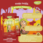 Moochie Fairy Puree Mystic Forest packaging with a cartoon cat character on a red background
