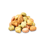 Pile of small, multicolored stones on a white background
