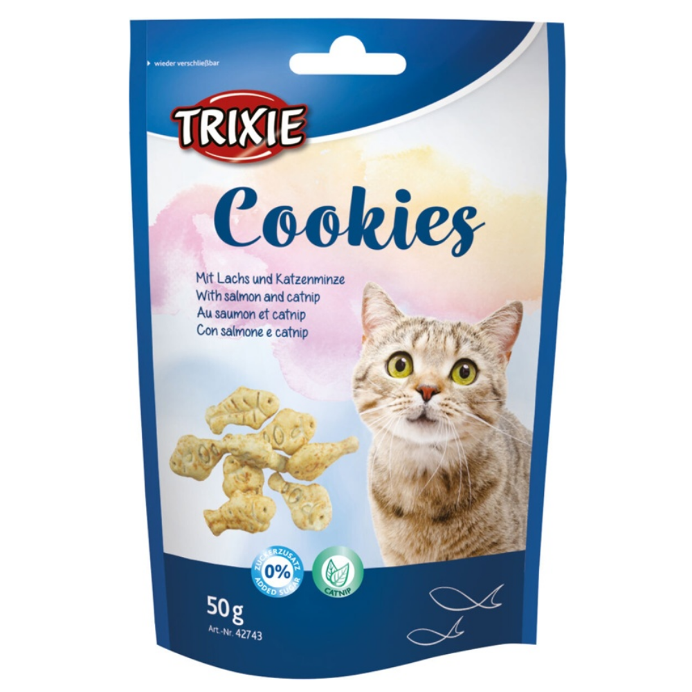 Trixie cat cookies packaging with a cat on the front