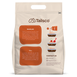 Tailsco product packaging with text and branding on a beige background