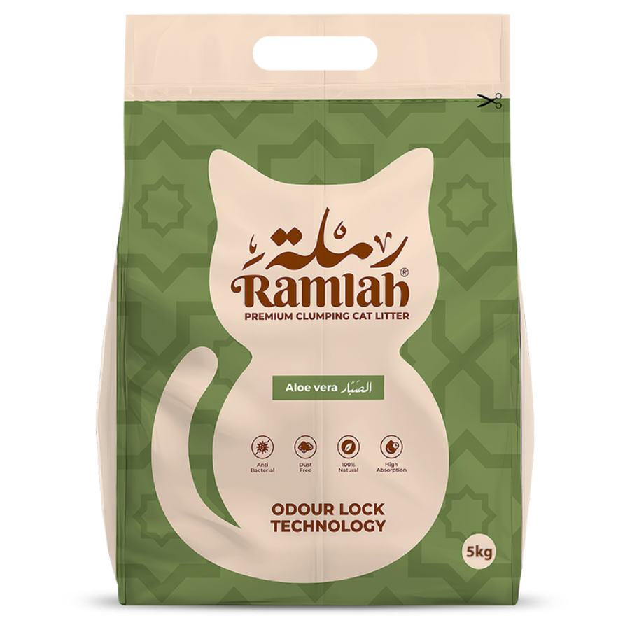 4x Ramlah Premium Cat Litter Unscented, Aloe Vera, Musk & Oud scented 5 Kg ≈ 6 L