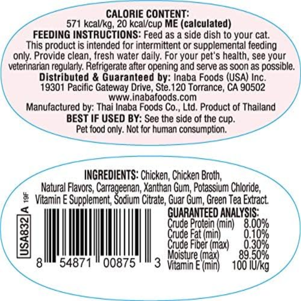 Label with feeding instructions, ingredients, and guaranteed analysis for a pet food product.