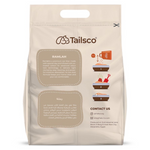 Tailsco product packaging with branding and product details on a beige background