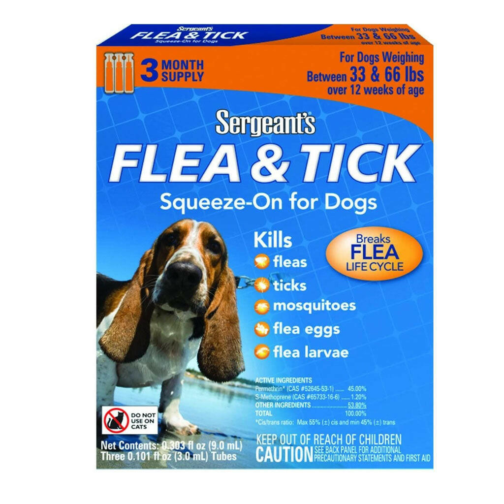 Sergeant's Flea & Tick For Dogs Between 33 lbs & 66 lbs Over 12 Weeks Of Age 1 Ampoule