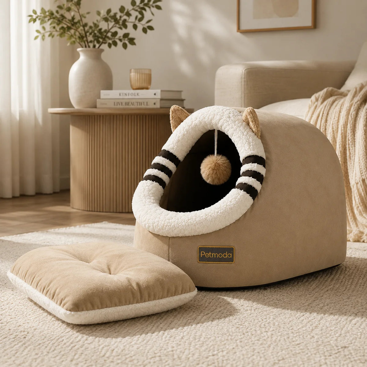 Petmoda Cat House Bed 50 cm - Cat Shape - Beige Petfast.shop Petmoda bed Cat Dog Kitten Puppy Supplies petfast.shop Egypt PPE2456S Default Title 1449.00