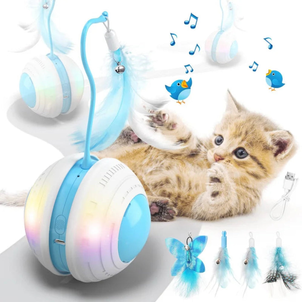 Interactive Cat Ball with Bird Sound, LED Light.