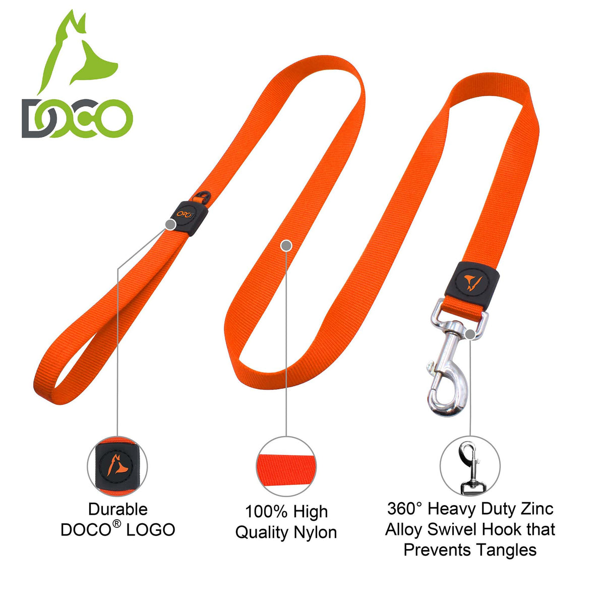DOCO® 4ft Signature Nylon Dog Leash.
