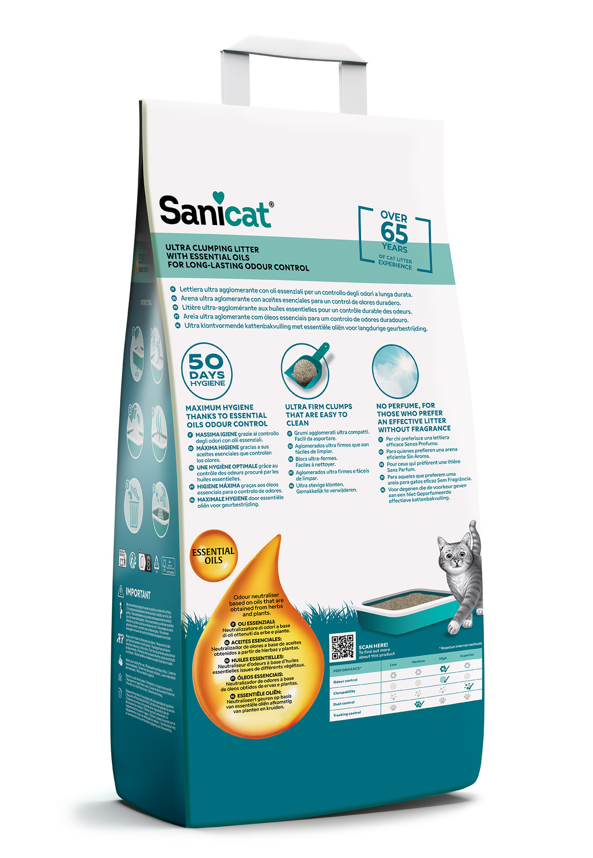 Sanicat Essential Oils – Perfume Free Clumping Litter 10Kg