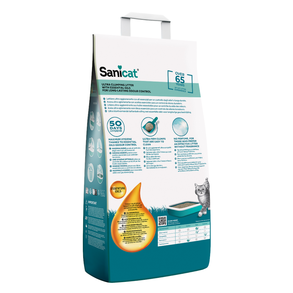 Sanicat cat litter packaging on a white background