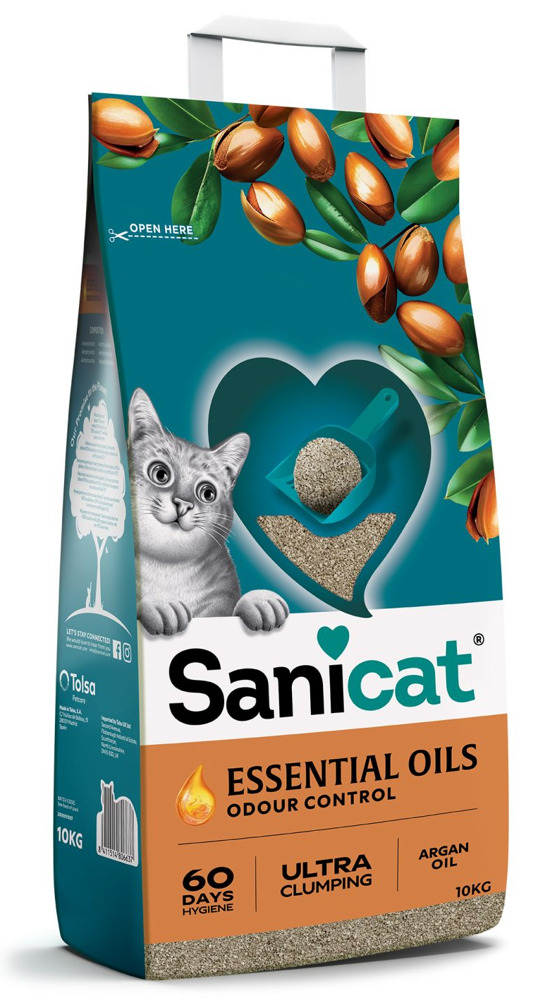 Sanicat Essential Oils – Argan Oil Clumping Litter 10Kg