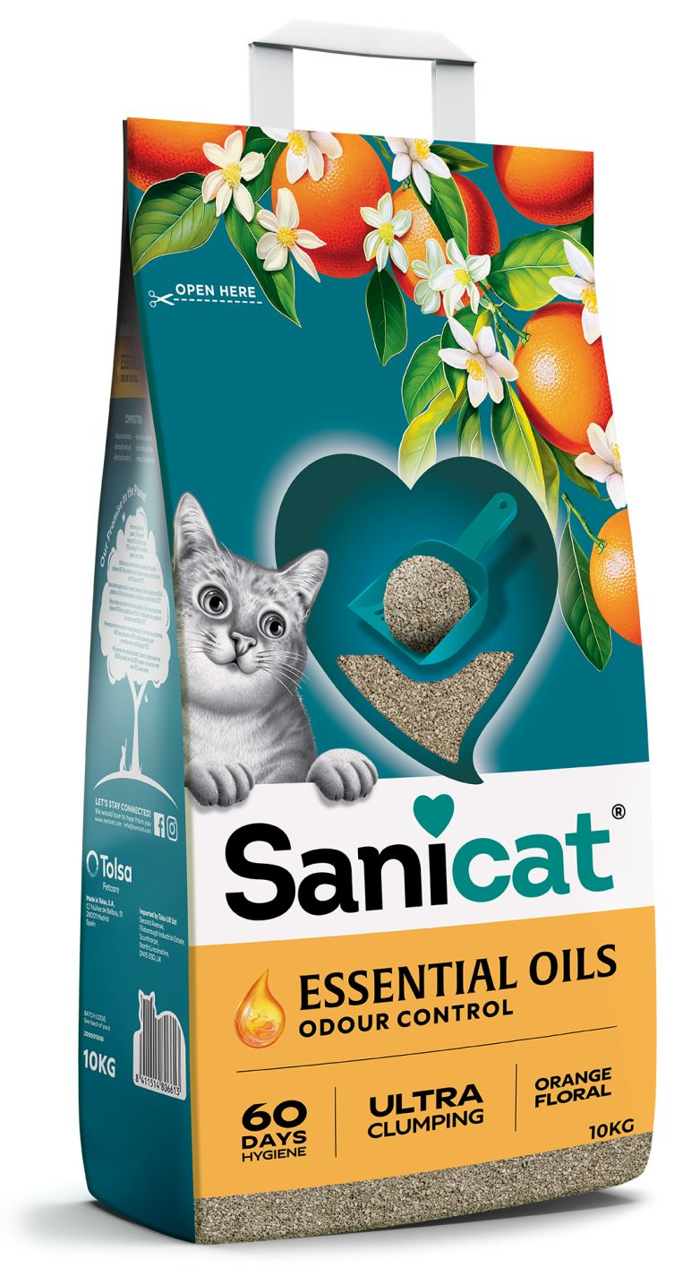 Sanicat Essential Oils – Orange Floral Clumping Litter 10Kg