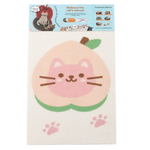 Cat-shaped peach with a pink face on a white background