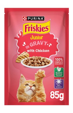 Friskies Kitten Chicken Chunks in Gravy Wet Cat Food Pouch 85g.
