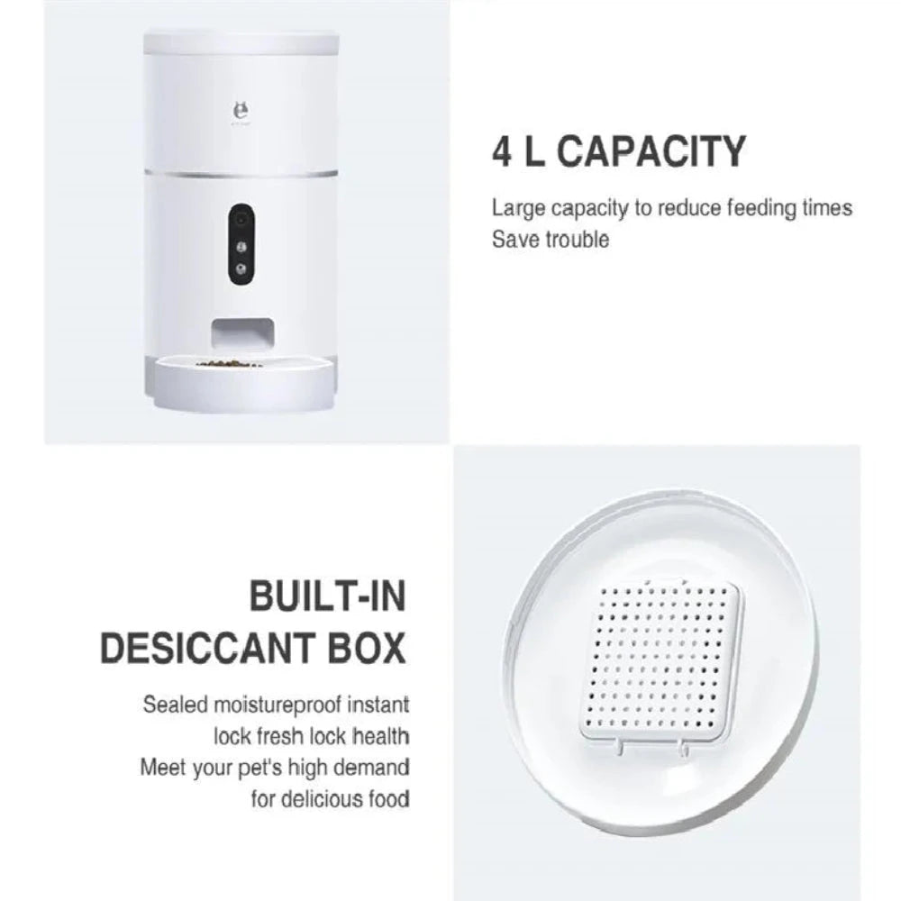 Smart Automatic Pet Feeder with Camera and App 4L.