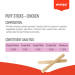 Wanpy Treat For Adult Dog Chewy Puff Sticks Chicken 100 g