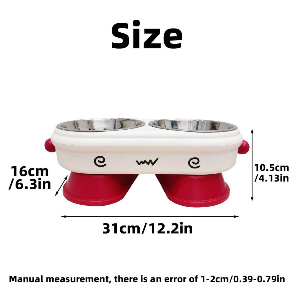 Measurement chart of a pet bowl with dimensions labeled