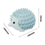 Blue hedgehog-shaped toy with measurements on a white background