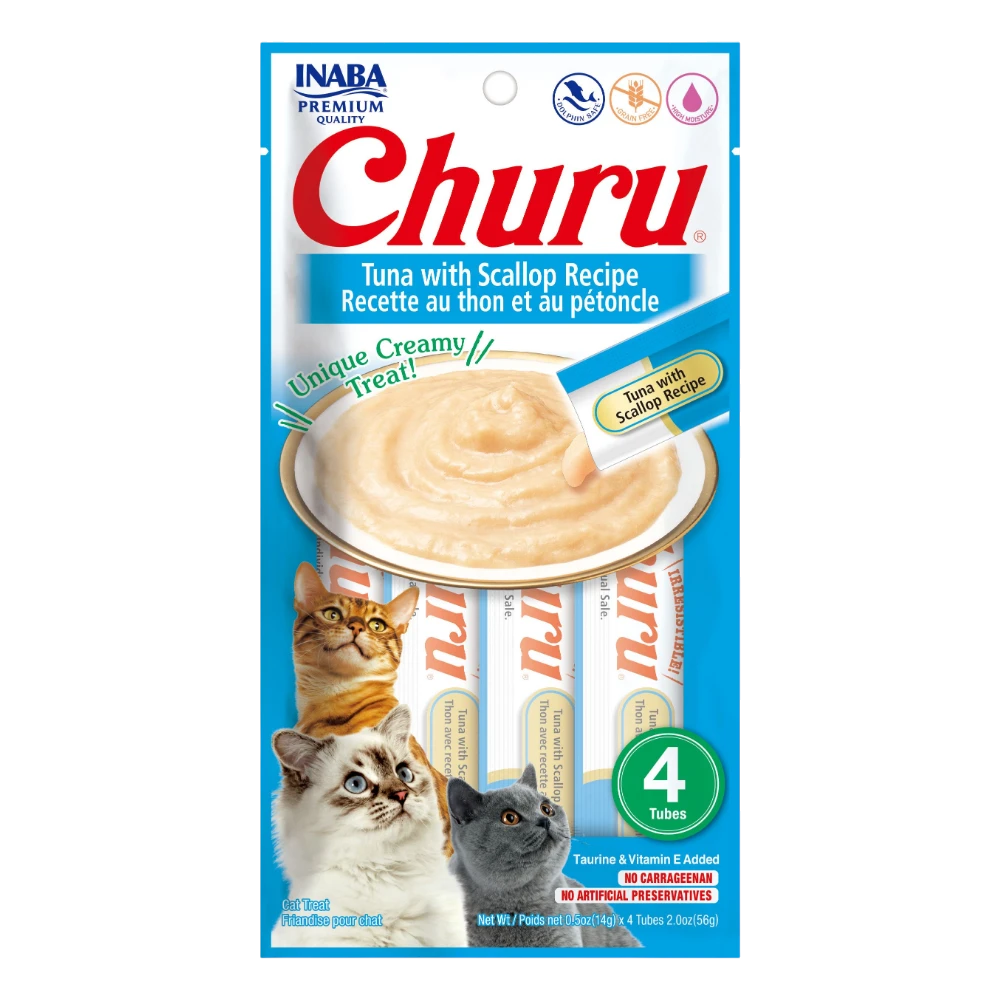Cat food package with text and images of cats on a white background