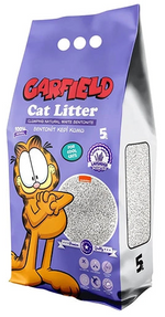Garfield branded cat litter package on a white background