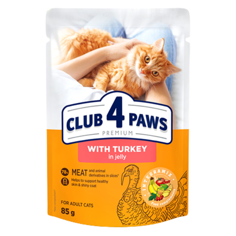 Club 4 Paws Pouch with Turkey in Jelly for Adult Cat 85 gr Petfast.shop Club 4 Paws Cat Food Wet Food petfast.shop Egypt PCL5977S Default Title 50.00