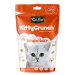 Kitty Crunch salmon flavor cat treat package with a cat's face on the front.