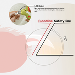 Diagram showing a hair removal tool with LED light and safety line features.