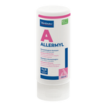 A 250 ml bottle of Virbac Allermyl Dermatological shampoo, featuring a white plastic container with pink and blue label accents.