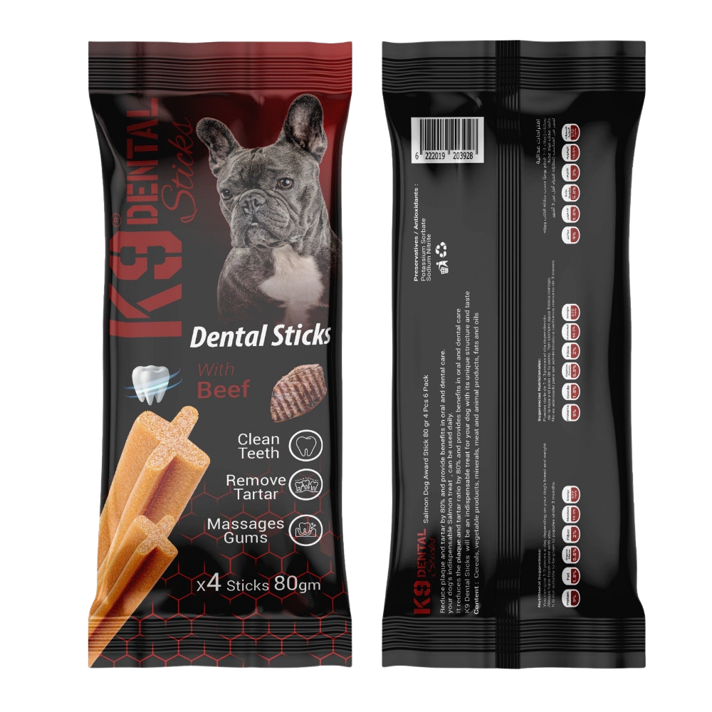 K9 Dental Sticks with Beef for Dogs X4 Sticks - 80gm.