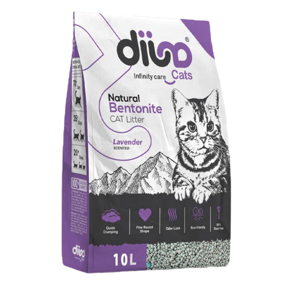 Package of diiwu natural bentonite cat litter with a cat illustration on a white background