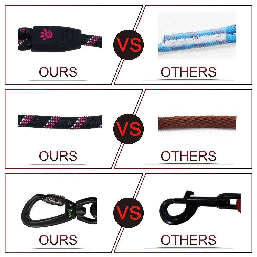DOCO® 5ft Reflective Rope Dog Leash w/ Click & Lock Snap (3/8" Width x 5ft) (8mm*150cm).