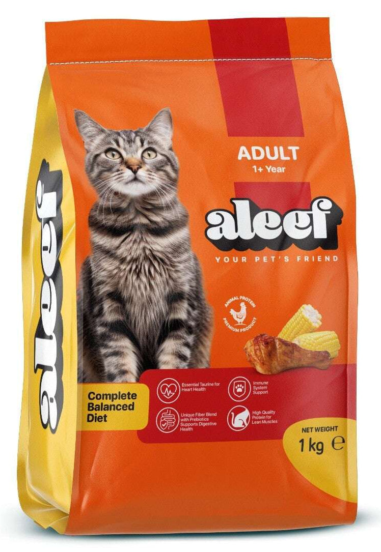 Aleef Dry Food with Chicken and Corn for Adult Cats 1 kg.