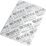 Qodex Pharma packaging with brand name repetition on a white background