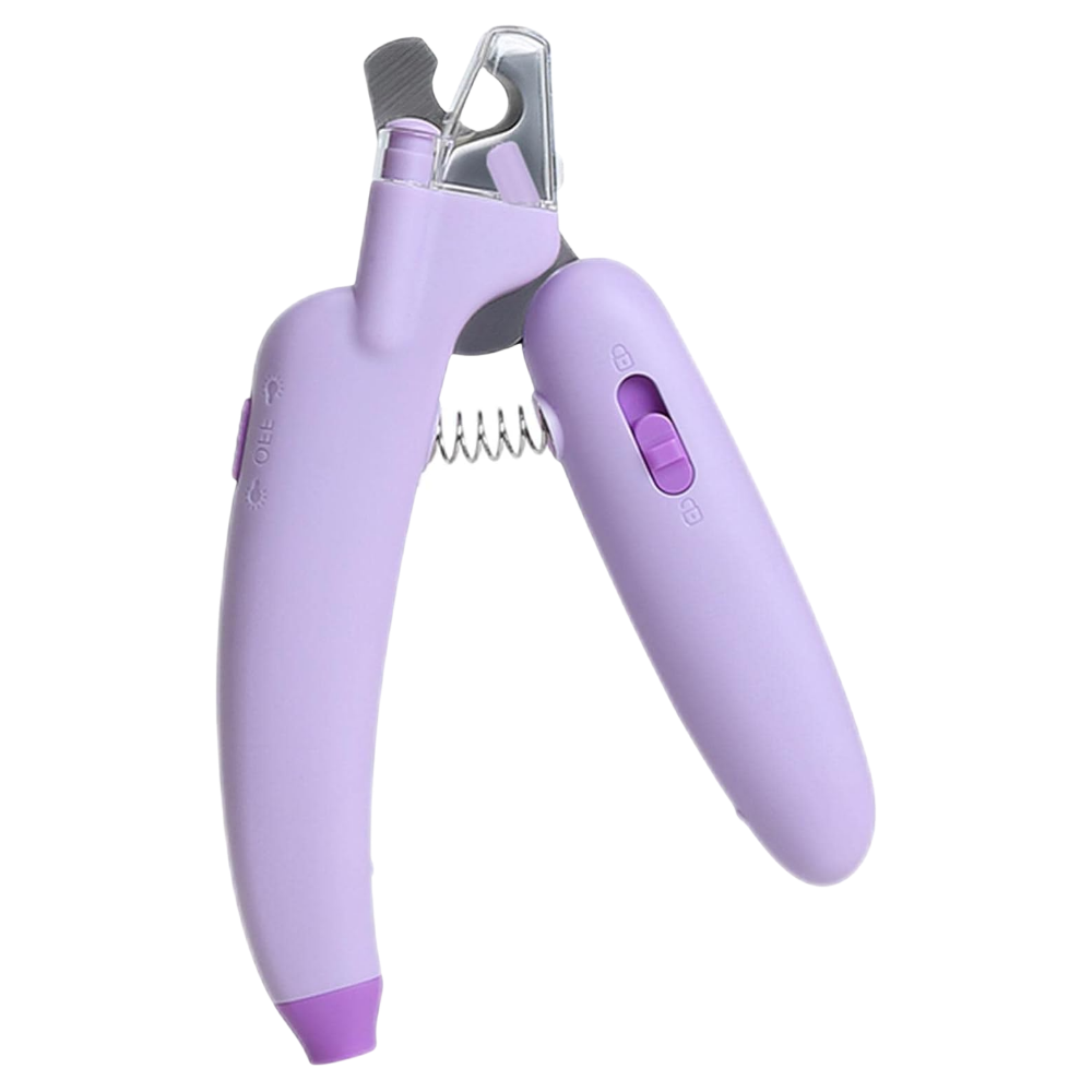 Purple pet nail clipper on a white background