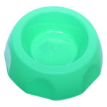 Durable plastic food bowl for dogs.