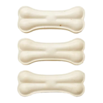 Three bone-shaped dog toys on a white background