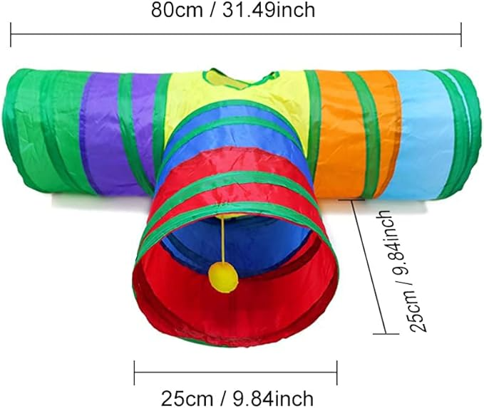 Rainbow Cat Tunnel with Interactive Ball Size 80*25*25Cm