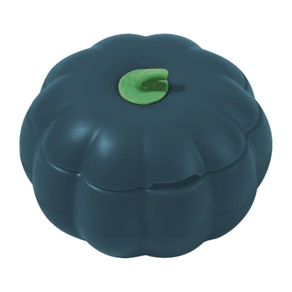 Dark green acorn squash with a green stem on a white background