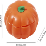 Pumpkin-shaped container with measurements on a white background