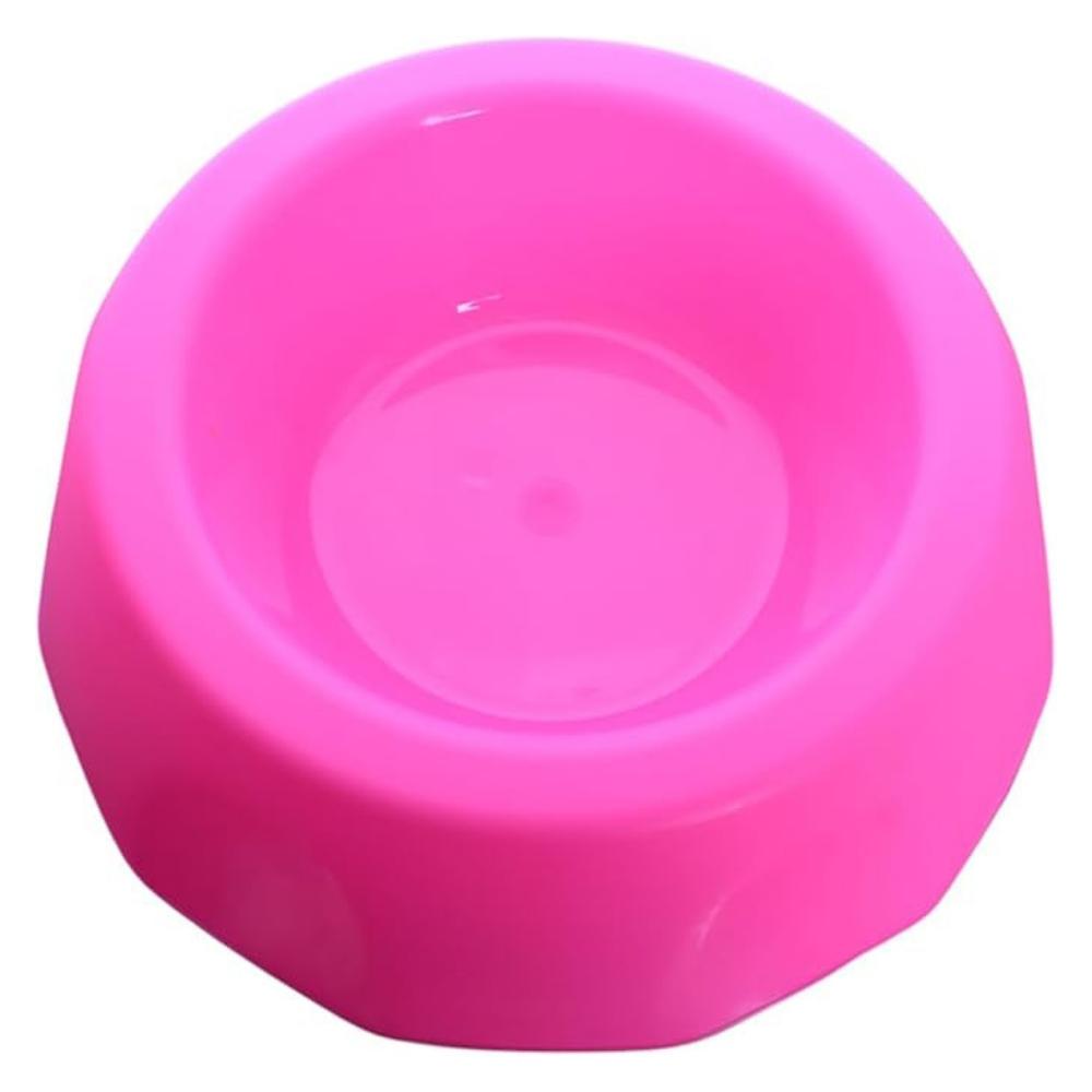Durable plastic food bowl for dogs.