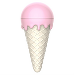 Ice cream cone-shaped container with pink top on a white background