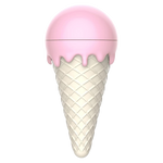 Ice cream cone-shaped container with pink top on a white background