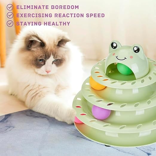 Cat Toys Interactive Cat Toy Sets4Level Tower Cats Pack of 1 Green and Pink.